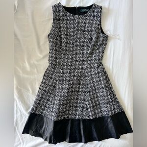 Lauren Ralph Lauren Black & White Dress with a Faux Leather Hem